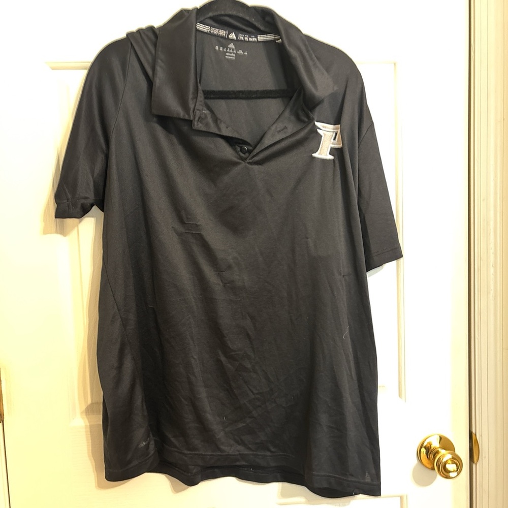 adidas Black Short-Sleeve Polo with Embroidered 'P' Patch